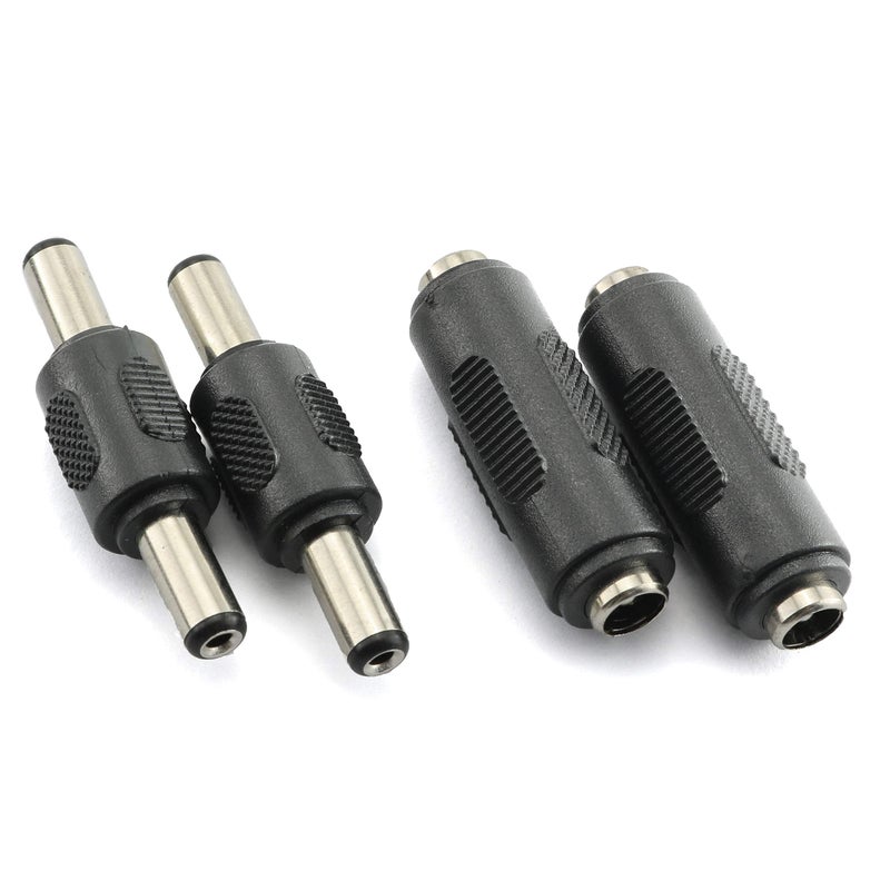RLECS 2pcs DC 5.5x2.1mm Male to Male Power Plug Connector & 2pcs DC 5.5x2.1mm Female to Female Power Jack Connector Adapter for CCTV - Image 2